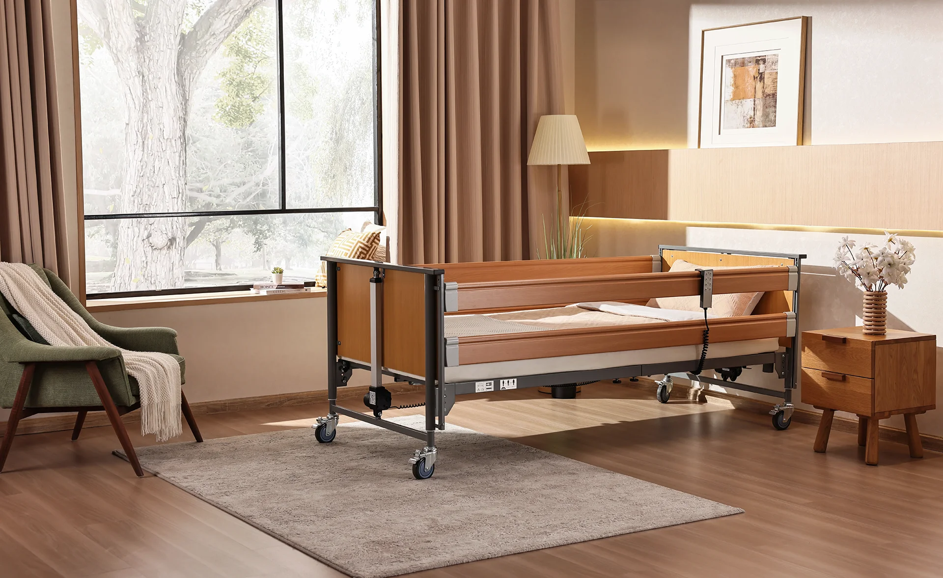 Pflegebett in einem Zimmer